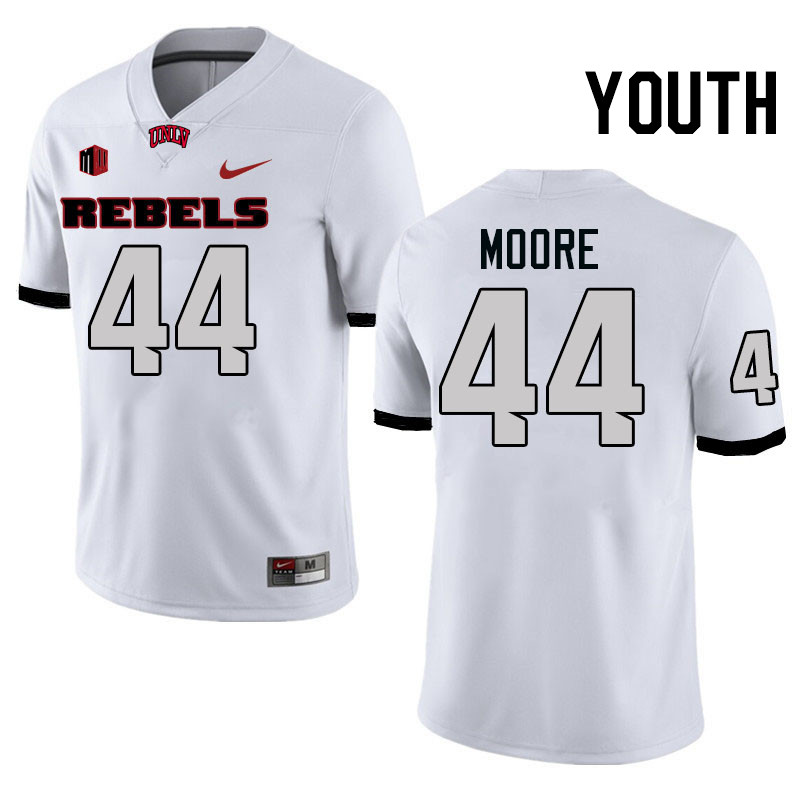 Youth #44 Christian Moore UNLV Rebels College Football Jerseys Stitched-White